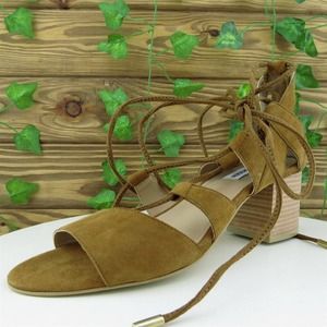 Steve Madden Women Gladiator Shoes Raiimi Brown‎ Leather Lace Up Size 9.5 Medium